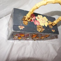 Vintage Black Butterfly Box Purse, 8" Wide - Thumbnail 1