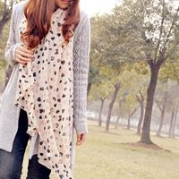 Two Colors Heart Silk Scarf - Thumbnail 2