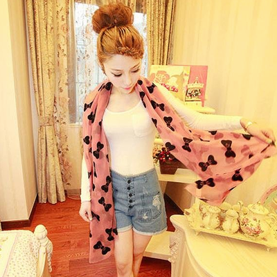 Cute bow velvet scarf - Thumbnail 3