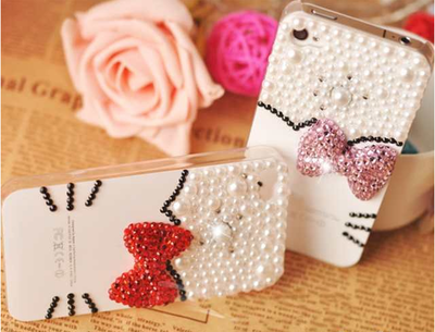3D Hello Kitty Bow Bling iPhone 4 Case