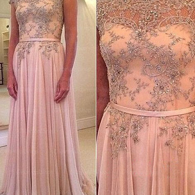 Blush prom dress, long prom dress, cheap prom dress, chiffon prom dresses, modest prom dress, bd14122
