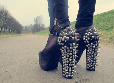 Punk Rivet Open Toe Platform