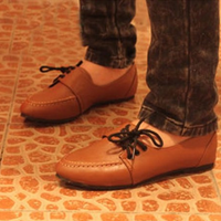 Brown Lace Up Flat Shoes - Thumbnail 1