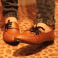 Brown Lace Up Flat Shoes - Thumbnail 2