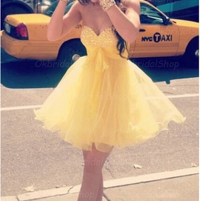 Homecoming dress, yellow prom dress, short prom dress, junior prom dress, party prom dress, prom dress fir girls, bd14171