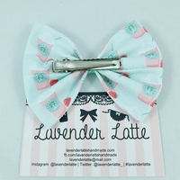 Strawberry Frappe Pastel Mint Green Hair Bow with Coffee - Thumbnail 4