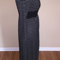 Size 9/10 Vintage Black & Silver Polka Dot Dress - Thumbnail 2