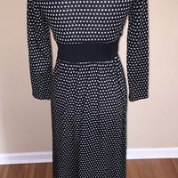 Size 9/10 Vintage Black & Silver Polka Dot Dress - Thumbnail 1