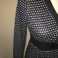 Size 9/10 Vintage Black & Silver Polka Dot Dress - Thumbnail 3