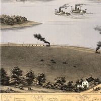 Hannibal, MO in 1869 - Bird's Eye View Map, Aerial Map, Panorama, Vintage Map, Antique, Reproduction, Giclée, Framable, Fine Art, History - Thumbnail 3