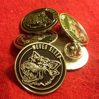 Never sleep enamel pin