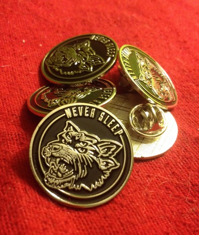 never sleep enamel pin
