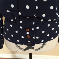 Navy Blue Polka Dot Blouse Sz 10 - Thumbnail 1