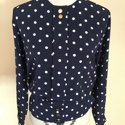 Navy blue polka dot blouse sz 10