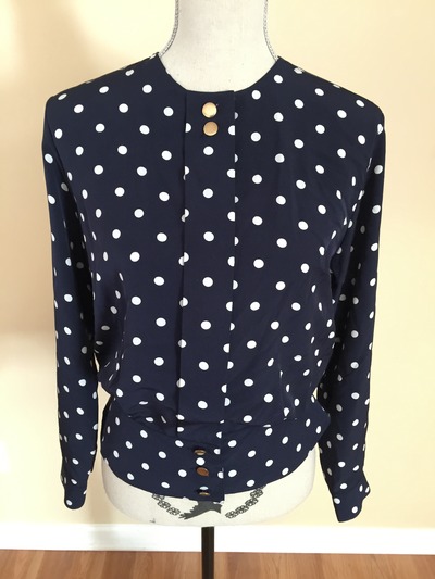 Navy Blue Polka Dot Blouse Sz 10