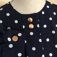 Navy Blue Polka Dot Blouse Sz 10 - Thumbnail 3