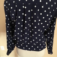 Navy Blue Polka Dot Blouse Sz 10 - Thumbnail 4