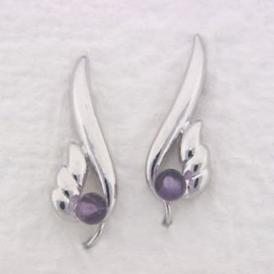 Amethyst ear pin - silver