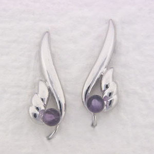 Amethyst Ear Pin - Silver