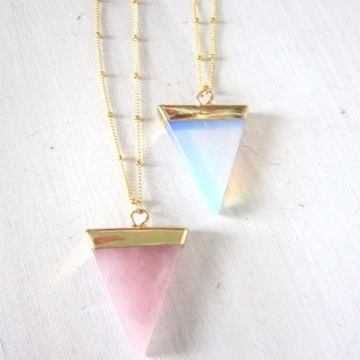 Mila necklace, triangle agate layering necklace 