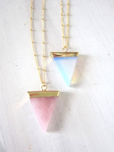 Mila necklace, triangle agate layering necklace 