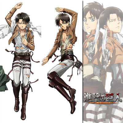 Brand new levi and eren - attack on titan dakimakura hugging body pillow case anime male3