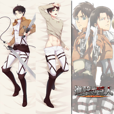 Brand new levi and eren - attack on titan dakimakura hugging body pillow case anime male4