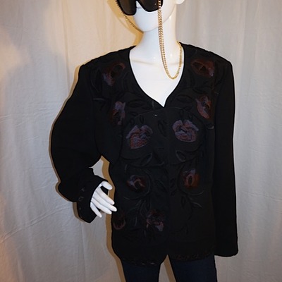 Vintage john meyer black/brown  floral blazer, size 2x