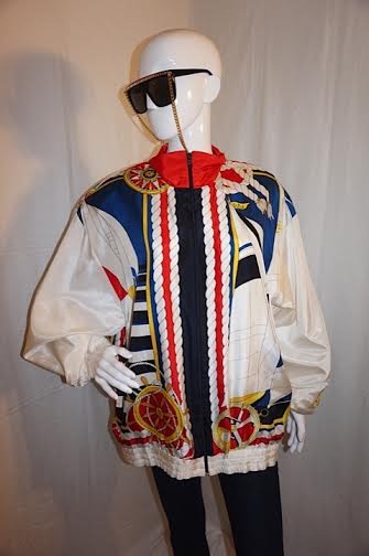 Vintage oleg cassini white nautical bomber jacket, size 1x