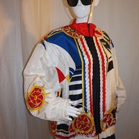 Vintage Oleg Cassini White Nautical Bomber Jacket, Size 1X - Thumbnail 1