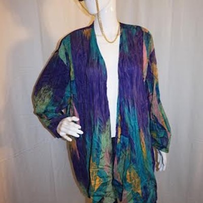 Vintage liz & me purple/colorful throw, size 3x 