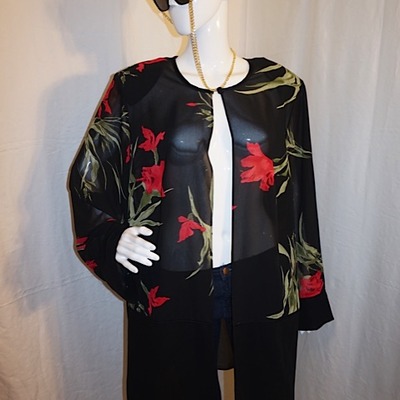 Vintage s.l. fashions black floral throw, size 2x