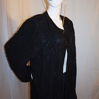 Vintage Brillante Black Sequins Throw, Size 3X - Thumbnail 1