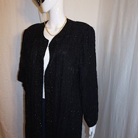 Vintage Brillante Black Sequins Throw, Size 3X - Thumbnail 2