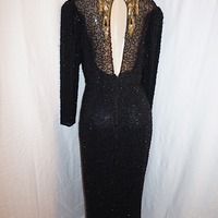 Vintage Nite Black/Gold L/S Sequins Dress, Size M-L - Thumbnail 4