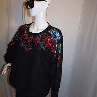Vintage Maggie Lawrence Black Sequins Sweater, Size 1X - Thumbnail 3