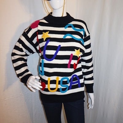 Vintage gitano usa black/white sweater, size s