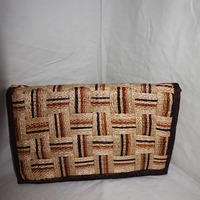 Vintage Tan/Brown Clutch Straw Purse - Thumbnail 2