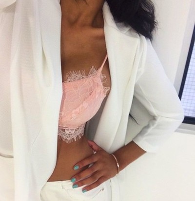 Sweet Pink Eyelash Lace Bralette Top