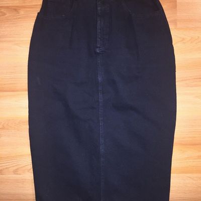 Vintage black denim pencil skirt