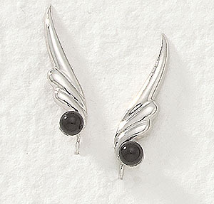 Black  Ear Pin - Silver