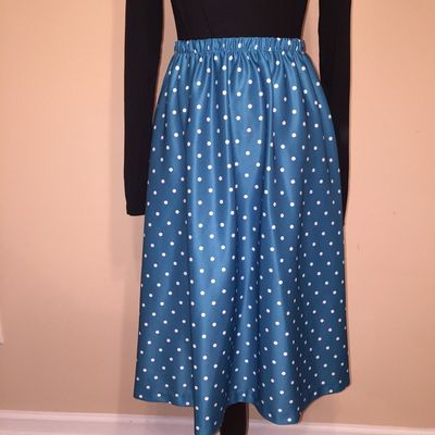 Turquoise polka dot skirt