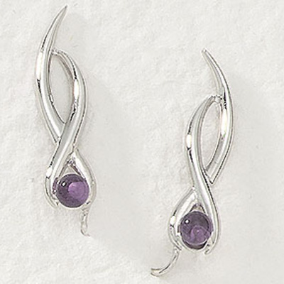 Amethyst  ear pin - silver