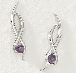 Amethyst  Ear Pin - Silver