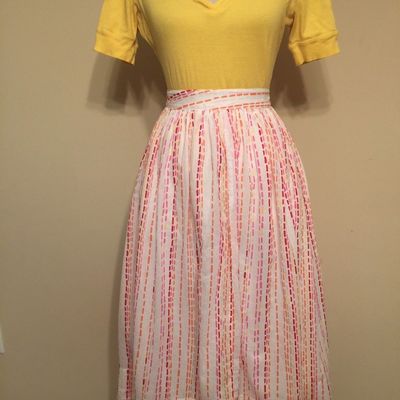 18w white pattern flare skirt 