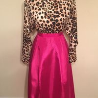 Fuchsia Pleated Skirt Size 14 - Thumbnail 1