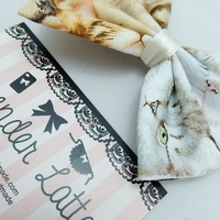 SALE! Crazy Cat Lady Printed Kitty Fabric Hair Bow - Thumbnail 3