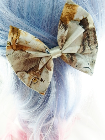 SALE! Crazy Cat Lady Printed Kitty Fabric Hair Bow