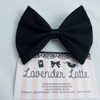 Plain Black Fabric Hair Bow Classic and Simple Hair Clip - Thumbnail 1