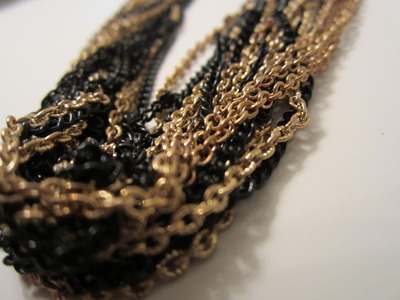 New black & gold chain necklace and earring set